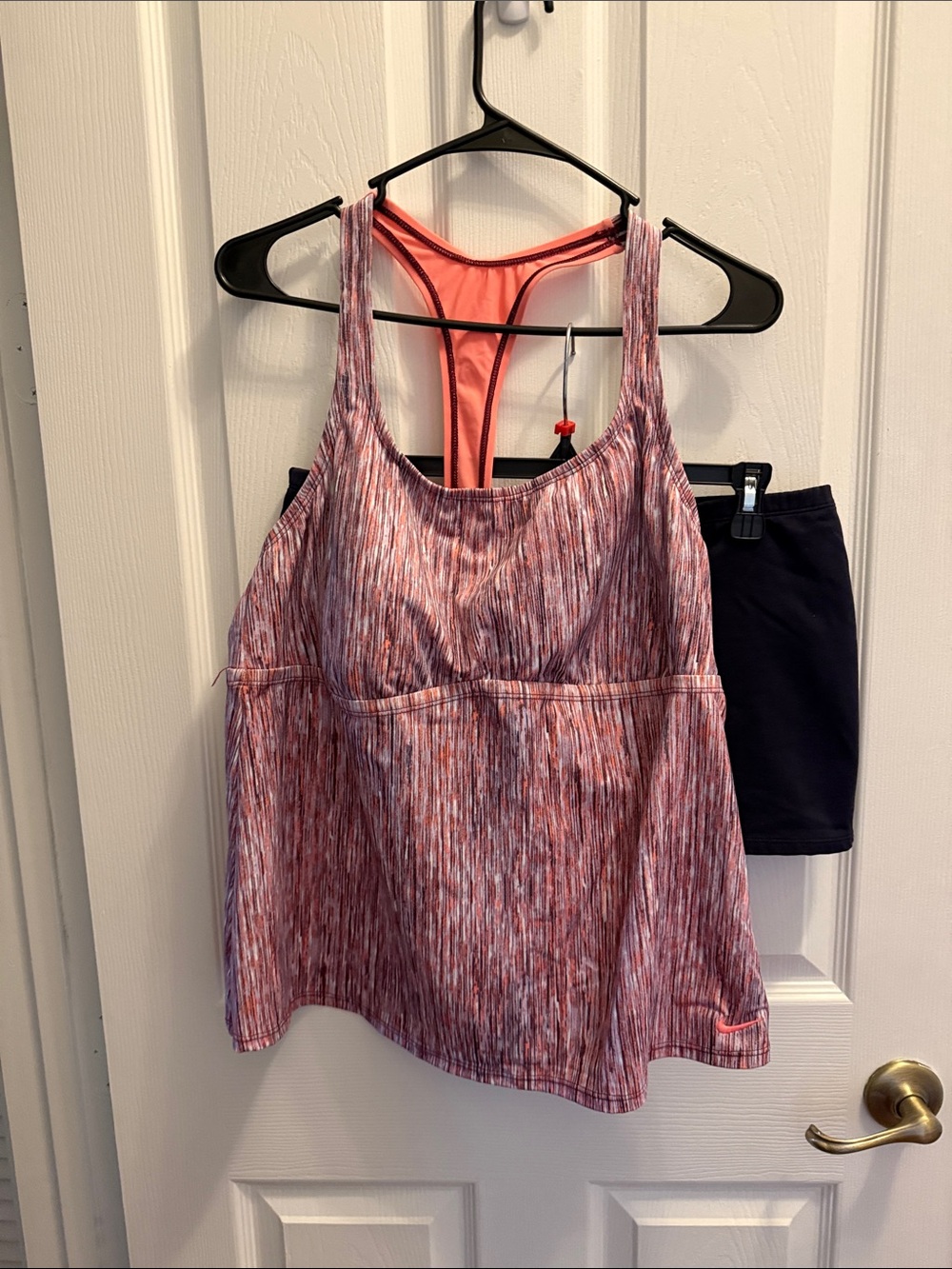 Cherokee Pink Heathered Athletic Tank with Built-In Shelf Bra and shorts